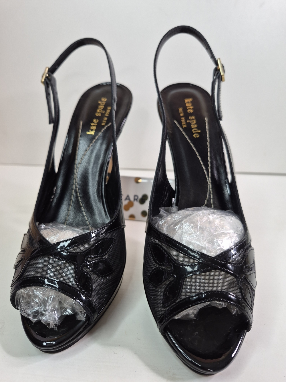 Kate Spade Black Women's Slingback Peep Toe Heels